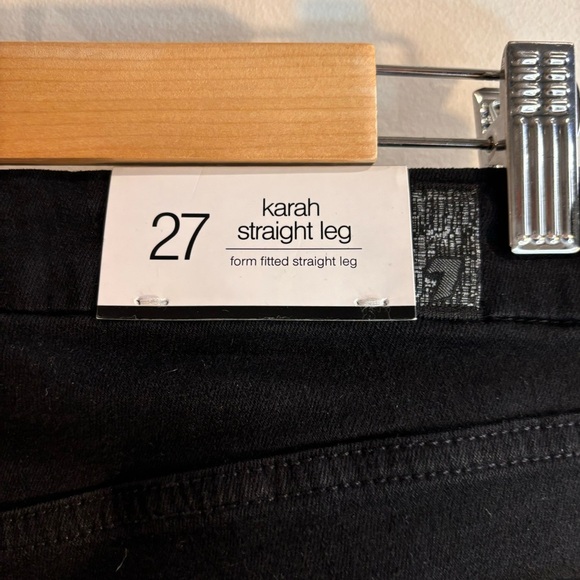 7 FOR ALL MANKIND Sz 27 Karah Jeans Straight Leg Zipper In Black NEW WITH TAGS - Picture 7 of 12